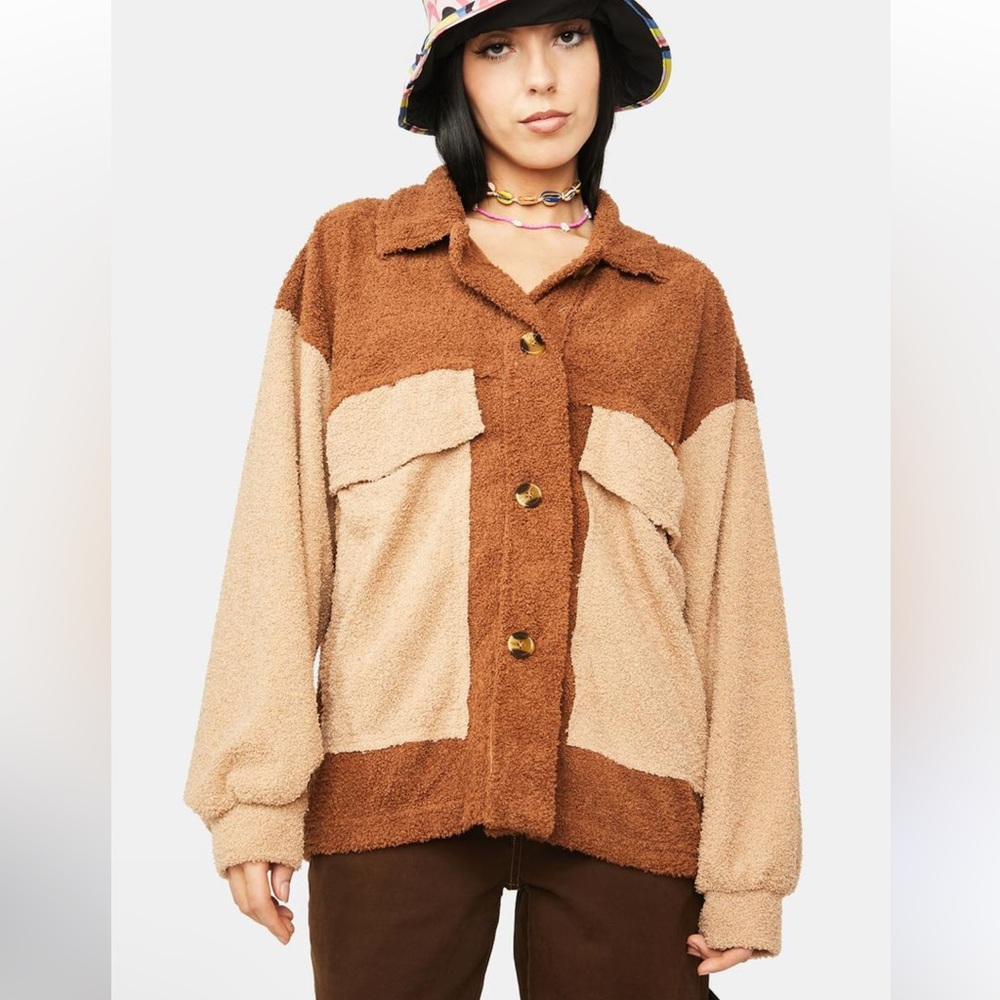 Peach Love Spoken Power Color-block Jacket Sz M